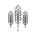 Harvesting vector logos with wheat grains. Agriculture and global farming Line Icons. Grain, wheat and barley