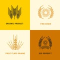 Harvesting vector logos with wheat grains Royalty Free Stock Photo