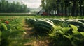 Harvesting watermelons on a farm field