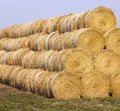 Haystacks on an agricultural field Royalty Free Stock Photo