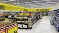 Harveys grocery store interior displays and yellow wall decor