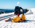 Harz national park Germany, historic steam train in the winter, Drei Annen Hohe, Germany,Steam locomotive of the Harzer Royalty Free Stock Photo