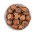 Haselnuts in bowl. Royalty Free Stock Photo