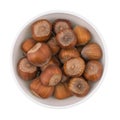 Haselnuts in bowl Royalty Free Stock Photo