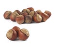Haselnuts on white background Royalty Free Stock Photo