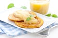 Hash browns and apple puree Royalty Free Stock Photo