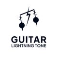 Guitar lightning tone vector logo, identity sign of individual or company.