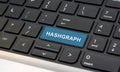 Hashgraph New cryptocurrency term on keyboard closeup