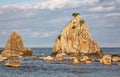 Hashigui-iwa Bridge Pillar Rocks at the Kushimoto. Wakayama prefecture. Honshu. Japan