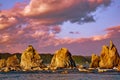 Hashigui-iwa Bridge Pillar Rocks at the Kushimoto. Wakayama prefecture. Honshu. Japan