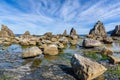 Hashigui Rocks amazing stone formations in Kushimoto Town in Kii Peninsula of Wakayama Prefecture in Japan Royalty Free Stock Photo