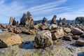 Hashigui Rocks amazing stone formations in Kushimoto Town in Kii Peninsula of Wakayama Prefecture in Japan Royalty Free Stock Photo