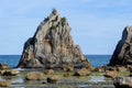 Hashigui Rocks amazing stone formations in Kushimoto Town in Kii Peninsula of Wakayama Prefecture in Japan Royalty Free Stock Photo