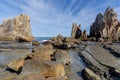 Hashigui Rocks amazing stone formations in Kushimoto Town in Kii Peninsula of Wakayama Prefecture in Japan Royalty Free Stock Photo