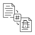 hashing algorithm line icon vector illustration