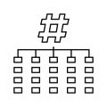 hashing algorithm line icon vector illustration