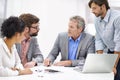 Hashing out ideas. a group of a diverse group of business professionals having a meeting.