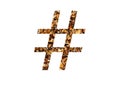 hashtag of the alphabet made with brown wood chips Royalty Free Stock Photo