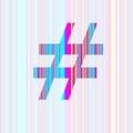 hashtag of the alphabet made with stripes with colors purple, pink, blue, yellow Royalty Free Stock Photo