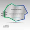 Hashtag banner abstract for background blue-green and gray transparent vector