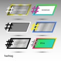 Hashtag banner abstract for background transparent parallelepiped