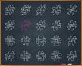 Hashtag chalk draw line icons vector set Royalty Free Stock Photo