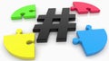 Hashtag with colorful puzzle pieces Royalty Free Stock Photo