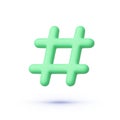 Hashtag 3d for web design. Social network communication concept. Phone icon. Vector icon illustration Royalty Free Stock Photo