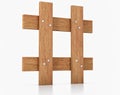 Hashtag Icon made of wood - wooden hashtag with white background. 3D illustration