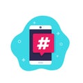 Hashtag icon with smartphone Royalty Free Stock Photo