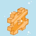 Hashtag icon. Vector illustration of 3d hashtag