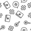 Hashtag, Number Sign Vector Seamless Pattern