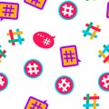Hashtag, Number Sign Vector Seamless Pattern