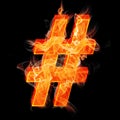 The hashtag sign as burning symbol