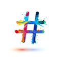 Hashtag sign of splash paint Royalty Free Stock Photo