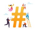 Hashtag Social Media Concept. Characters Using Mobile Devices for Posting Messages in Social Network. Communication