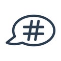 Hashtag speech bubble icon.