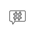 Hashtag speech bubble outline icon