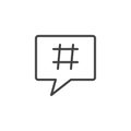 Hashtag speech bubble outline icon