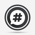 Hashtag speech bubble sign icon.