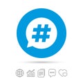 Hashtag speech bubble sign icon.