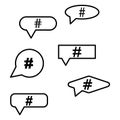 Hashtag speech bubble. Social media chat. Trend communication symbol. Vector icon. Royalty Free Stock Photo