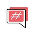 Hashtag speech bubble social media icon line and fill