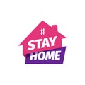 Hashtag Stay at home vector icon. Self isolation flat sticker. Quarantine logo.