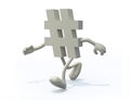Hashtag symbol with arms and legs