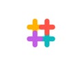 Hashtag symbol cross plus logo icon design template elements Royalty Free Stock Photo