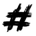 Hashtag symbol cross plus logo sign icon template design element, Grunge hand drawn hashtag Royalty Free Stock Photo