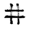 Hashtag symbol cross plus logo sign icon template design element, Grunge hand drawn hashtag Royalty Free Stock Photo