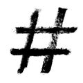 Hashtag symbol cross plus logo sign icon template design element, Grunge hand drawn hashtag Royalty Free Stock Photo