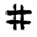 Hashtag symbol cross plus logo sign icon template design element, Grunge hand drawn hashtag Royalty Free Stock Photo